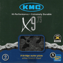 Chaîne de Vélo KMC X9 114 Maillons 9 Vitesses Gris