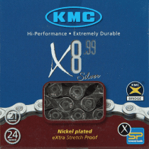 Chaîne de Vélo KMC X8 114 Maillons 8 Vitesses Chrome
