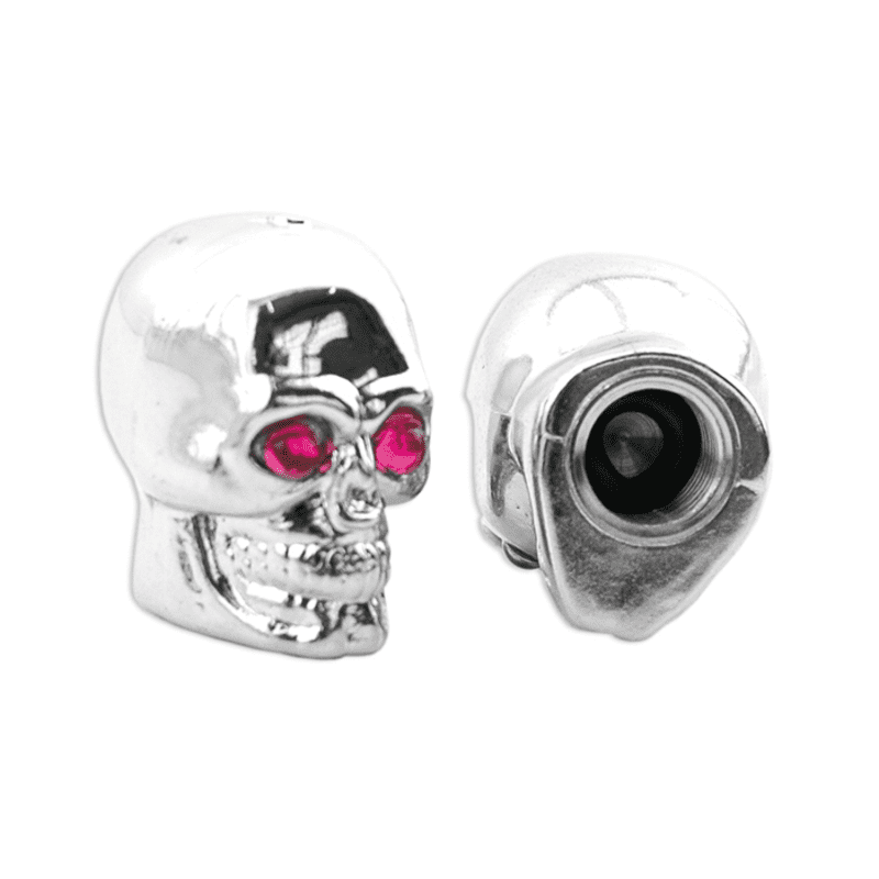 Bouchons de Valves Schrader V BIKE "Tête de Mort" Chromé