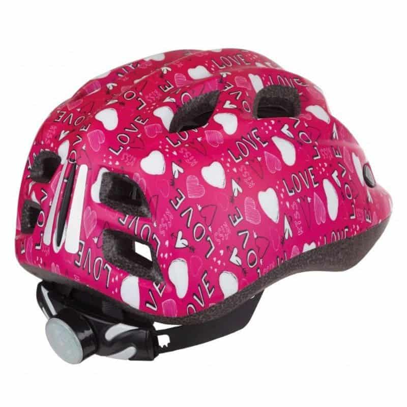 Casque Enfant POLISPORT Junior Love avec Lumière LED Rose Taille S