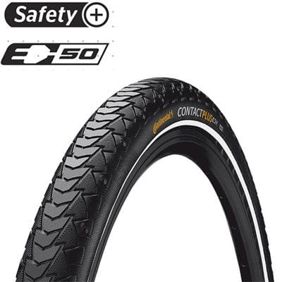 PNEU VTC/URBAIN 700X37 TR CONTINENTAL CONTACT PLUS TT NOIR (37-622) E-BIKE/VAE 50KM/H