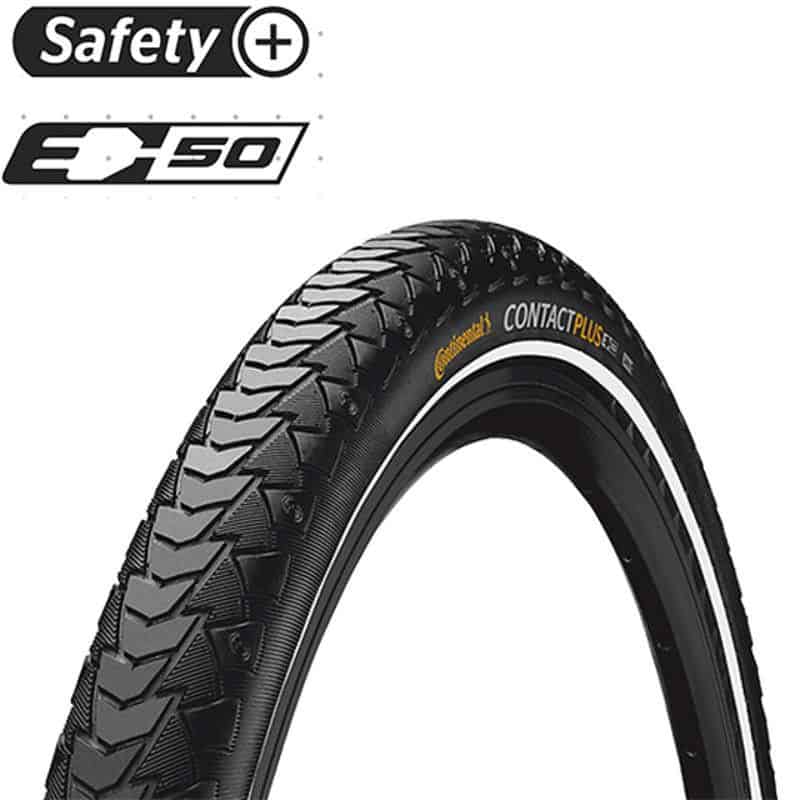 PNEU VTC/URBAIN 700X37 TR CONTINENTAL CONTACT PLUS TT NOIR (37-622) E-BIKE/VAE 50KM/H