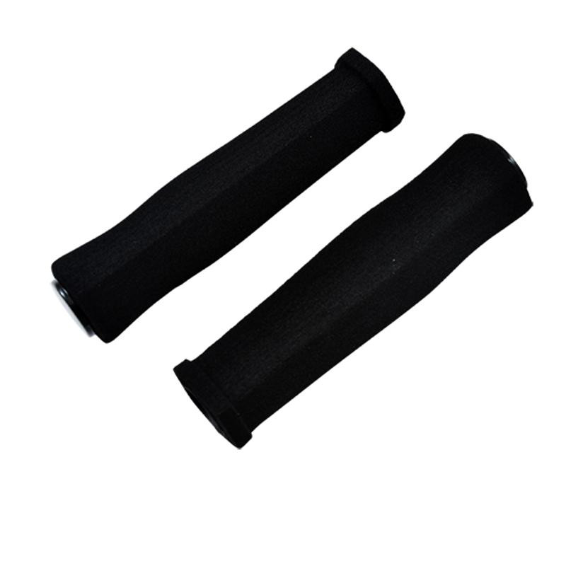 POIGNEE VELO MOUSSE HEXAGONALE NOIRE AVEC BOUCHON 125MM (PR)
