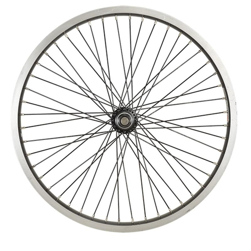 ROUE BMX 20" AV ECROU AXE PLEIN JANTE NOIR AS7X. MOYEU NOIR AXE 10MM 48T