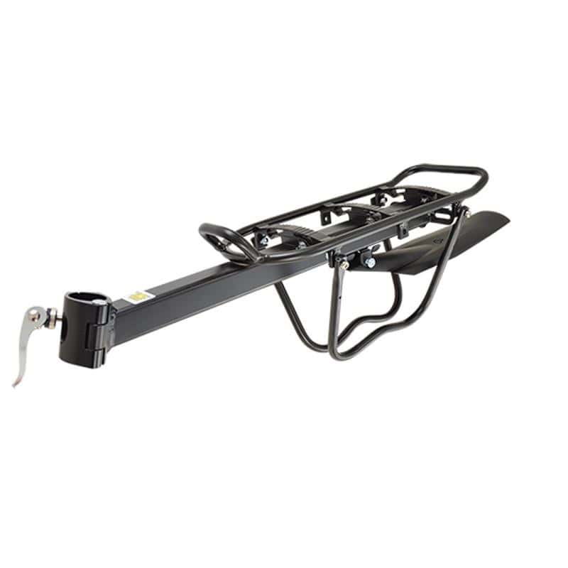 PORTE BAGAGE AR FIXATION SUR TIGE DE SELLE ALU NOIR DEPORT SACOCHE + GARDE BOUE (10 KG)