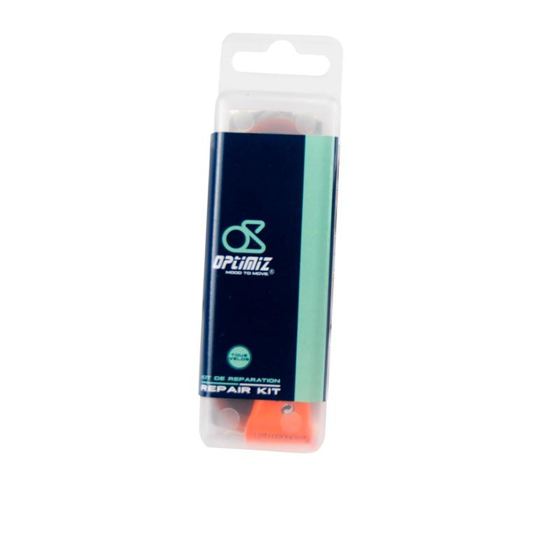 NECESSAIRE REP/RUSTINE OPTIMIZ VELO ROUTE VTT CYCLO 7 PIECES/1 DISSOLUTION 5 ML/1 GRATTOIR