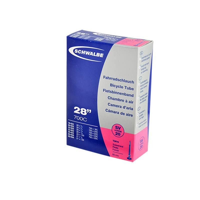 CHAMBRE AIR ROUTE 700X18/25 VP SCHWALBE SV20 EXTRA LIGHT VALVE 80MM (OBUS DEMONTABLE)